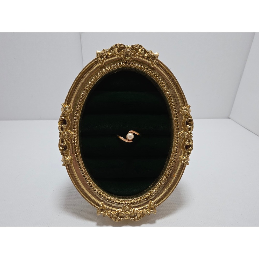 Vintage 18k Gold Electroplate Bypass Faux Pearl Swirl Ring Size 7.5